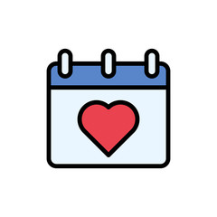 Calendar heart icon. Simple color with outline vector elements of almanac icons for ui and ux, website or mobile application
