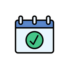 Calendar check mark icon. Simple color with outline vector elements of almanac icons for ui and ux, website or mobile application