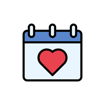 recommend clip art: Calendar heart icon. Simple color with outline vector elements of almanac icons for ui and ux, website or mobile application