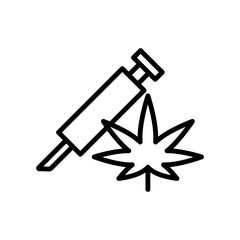 Marijuana injection icon. Simple line, outline vector elements of herbal drugs icons for ui and ux, website or mobile application