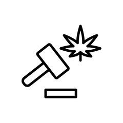 Marijuana hammer icon. Simple line, outline vector elements of herbal drugs icons for ui and ux, website or mobile application