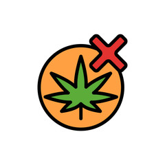Marijuana ban prohibit icon. Simple color with outline vector elements of herbal drugs icons for ui and ux, website or mobile application