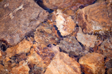 river rock with sunlight reflections