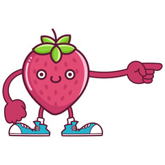 kawaii smiling strawberry fruit with sneakers cartoon