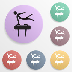 Gymnastics on the goat badge color set icon. Simple glyph, flat vector of sport icons for ui and ux, website or mobile application