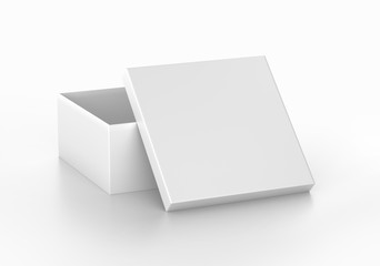 White Realistic Square Box Mockup, Blank Cardboard Shoe box, 3d Rendering isolated on white background ready for your design