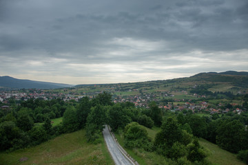 Sovata, Romania -  2020  Transylvania,Panoramic view  from  Belvedere  tower