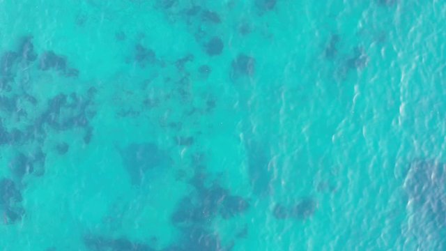 Shallow turquoise tropical sea water - aerial top down view.