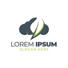 abstract green logo combine with cloud