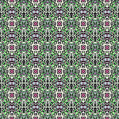 Ethnic Surface Mosaic. Teal, Green, Mint Canvas. 