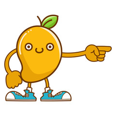 kawaii smiling mango fruit with sneakers cartoon