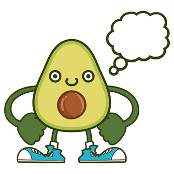 kawaii smiling avocado fruit with sneakers cartoon