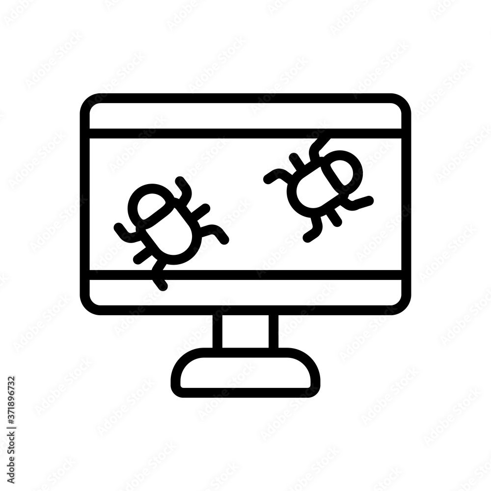 Poster desktop bugs cyber attack icon. simple line, outline vector elements of hacks icons for ui and ux, w