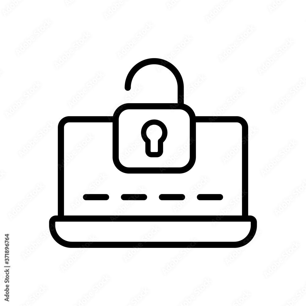 Poster laptop password unlock icon. simple line, outline vector elements of hacks icons for ui and ux, webs
