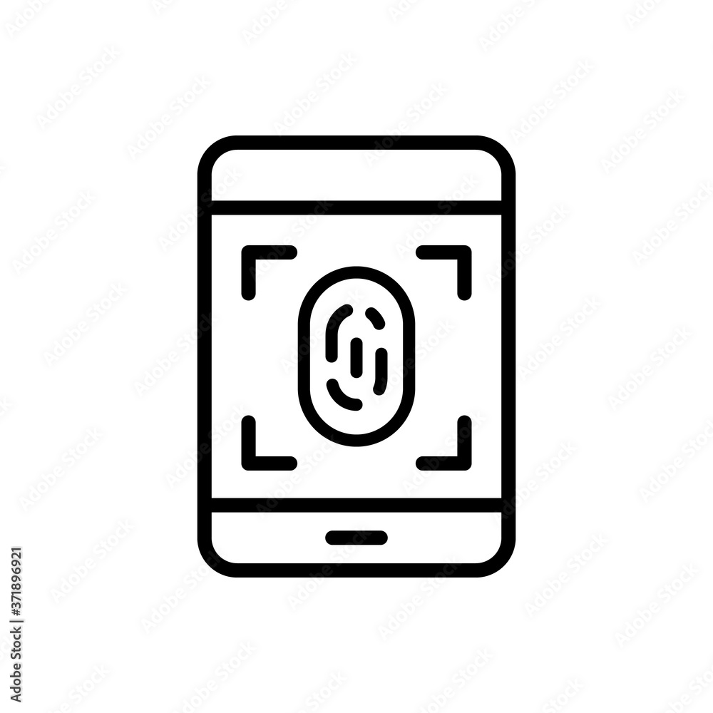 Poster smartphone finger print icon. simple line, outline vector elements of hacks icons for ui and ux, web