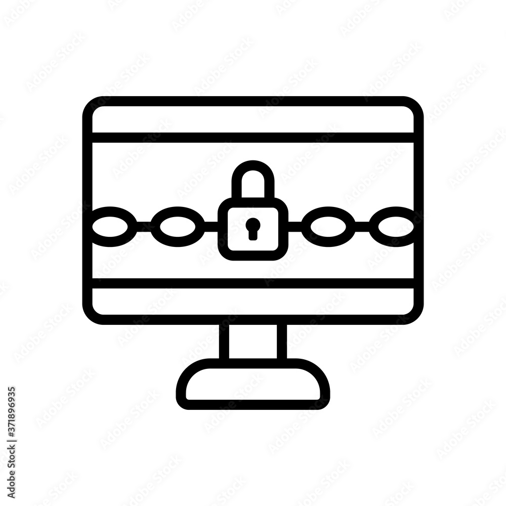 Poster ransomware desktop icon. simple line, outline vector elements of hacks icons for ui and ux, website 