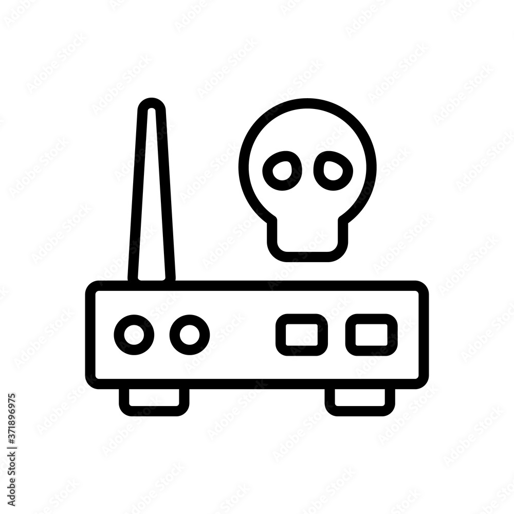 Poster modem skull cyber icon. simple line, outline vector elements of hacks icons for ui and ux, website o