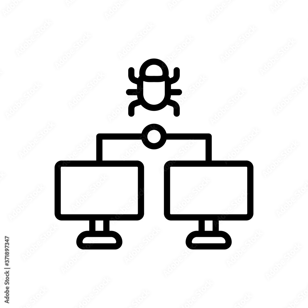 Poster laptops cyber attack icon. simple line, outline vector elements of hacks icons for ui and ux, websit