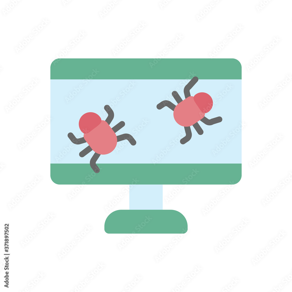 Poster desktop bugs cyber attack icon. simple color vector elements of hacks icons for ui and ux, website o