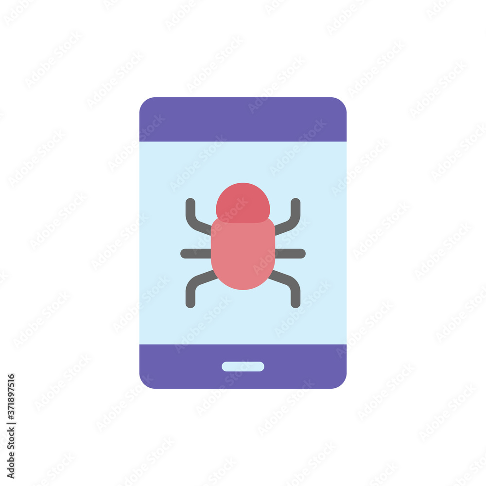 Poster smartphone bug cyber attack icon. simple color vector elements of hacks icons for ui and ux, website