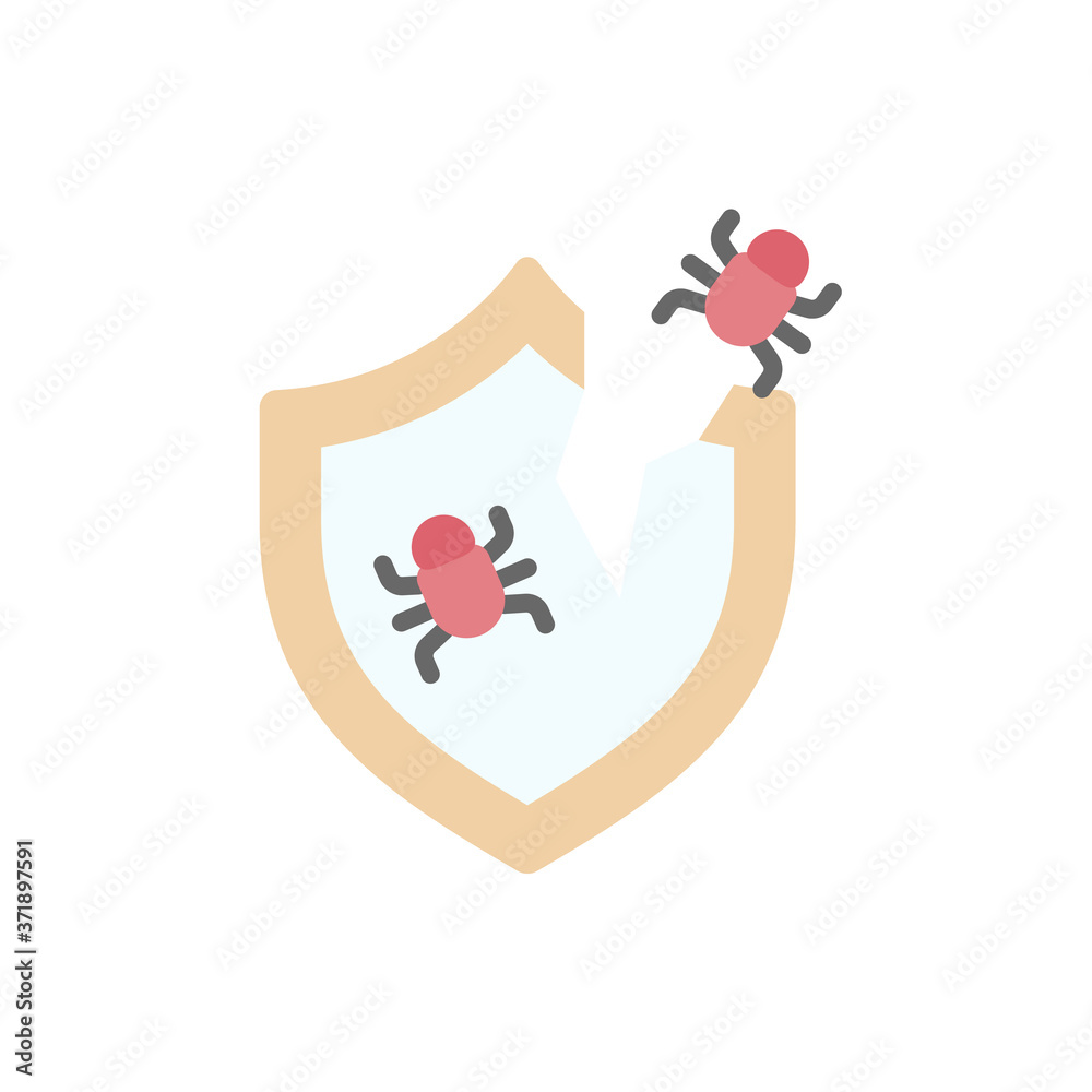 Aufkleber shield cyber attack bug icon. simple color vector elements of hacks icons for ui and ux, website or 