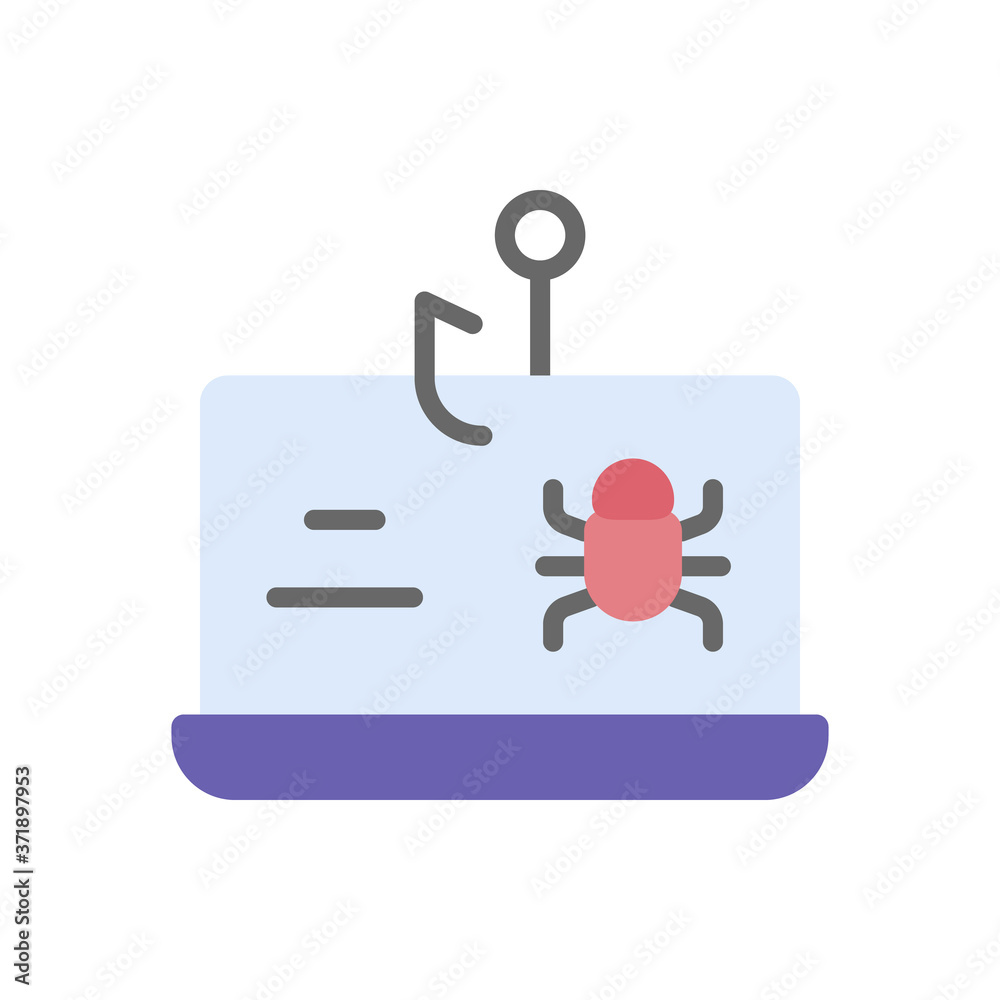 Poster laptop cyber attack icon. simple color vector elements of hacks icons for ui and ux, website or mobi