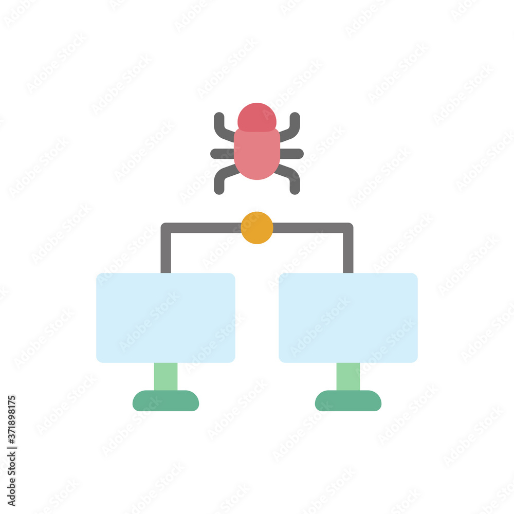 Poster laptops cyber attack icon. simple color vector elements of hacks icons for ui and ux, website or mob
