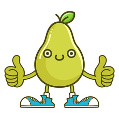 kawaii smiling pear fruit with sneakers cartoon