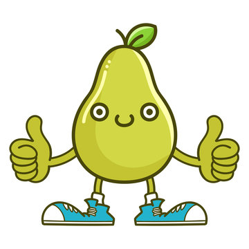 kawaii smiling pear fruit with sneakers cartoon