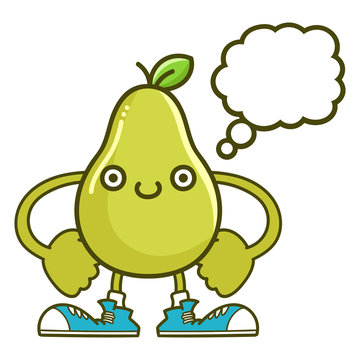 kawaii smiling pear fruit with sneakers cartoon