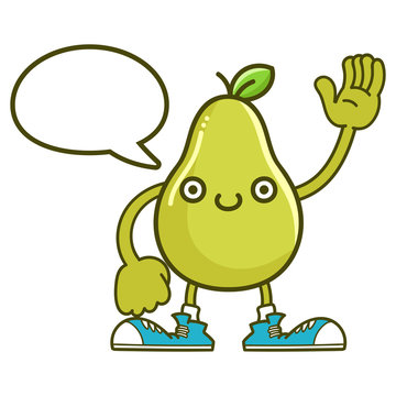 kawaii smiling pear fruit with sneakers cartoon