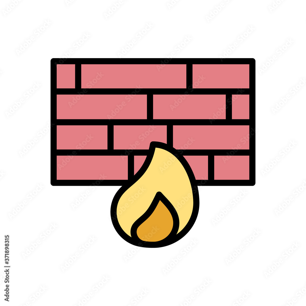 Aufkleber firewall cyber attack icon. simple color with outline vector elements of hacks icons for ui and ux, 