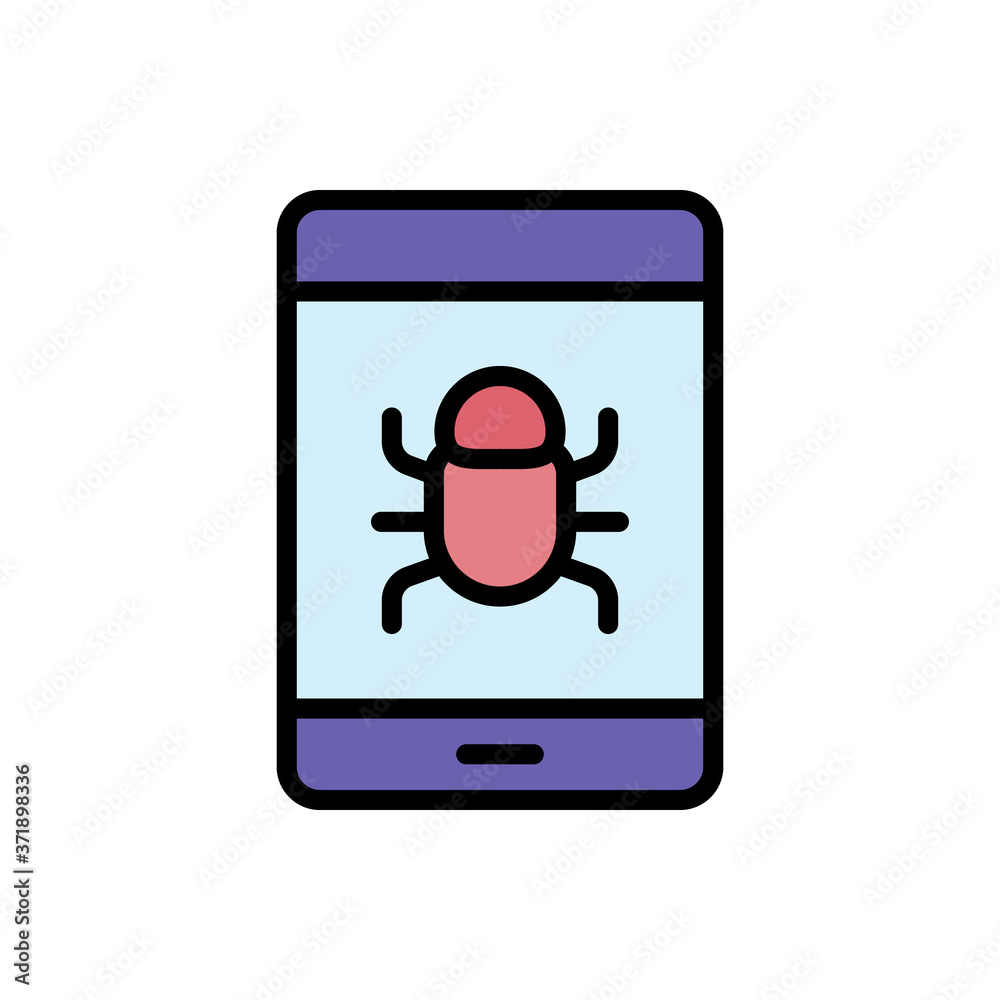 Aufkleber smartphone bug cyber attack icon. simple color with outline vector elements of hacks icons for ui an
