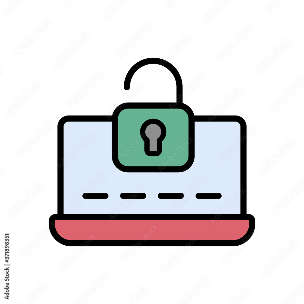 Poster laptop password unlock icon. simple color with outline vector elements of hacks icons for ui and ux,