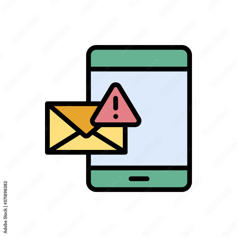 Poster spam smartphone message icon. simple color with outline vector elements of hacks icons for ui and ux
