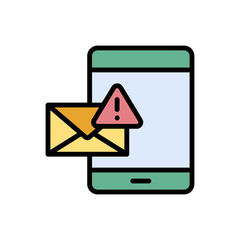 Spam smartphone message icon. Simple color with outline vector elements of hacks icons for ui and ux, website or mobile application