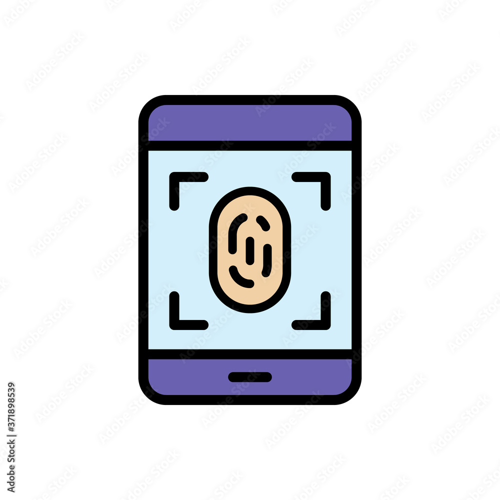 Poster smartphone finger print icon. simple color with outline vector elements of hacks icons for ui and ux