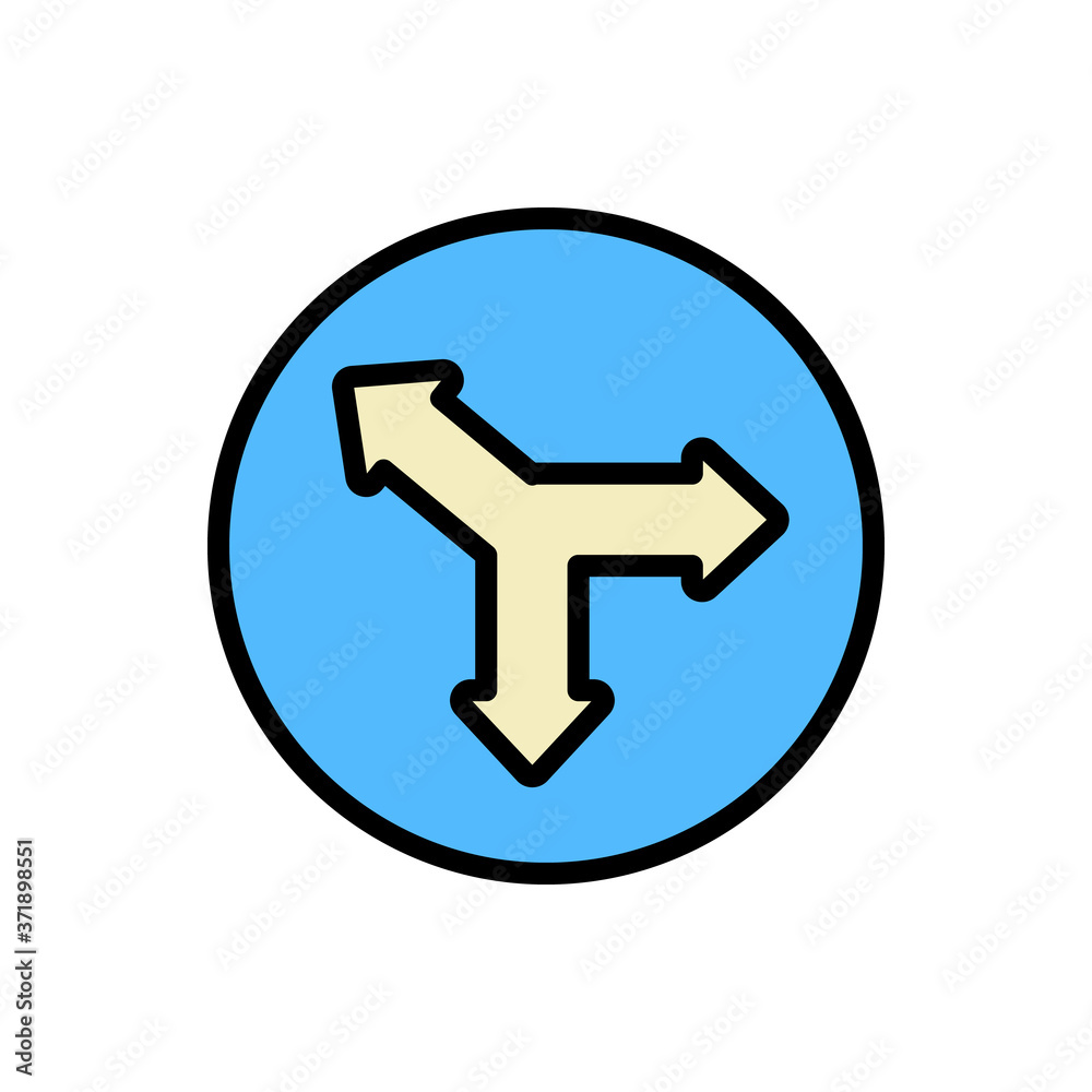 Poster arrow three direction icon. simple color with outline vector elements of pointer icons for ui and ux