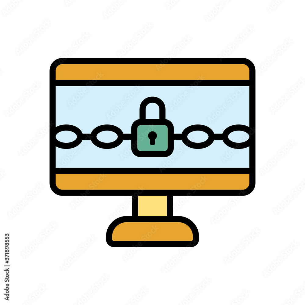 Poster ransomware desktop icon. simple color with outline vector elements of hacks icons for ui and ux, web