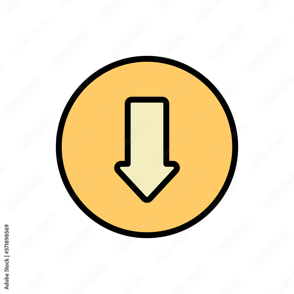 Poster arrow down icon. simple color with outline vector elements of pointer icons for ui and ux, website o