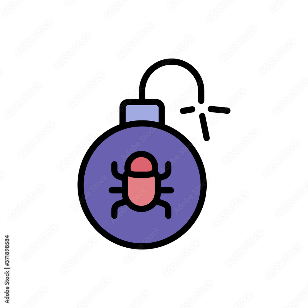 Poster time bomb cyber attack icon. simple color with outline vector elements of hacks icons for ui and ux,