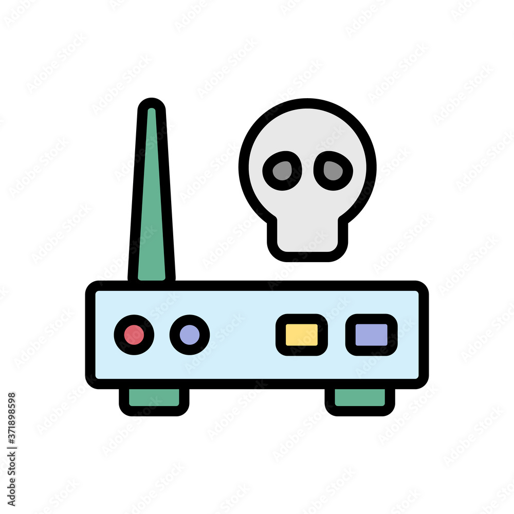 Poster modem skull cyber icon. simple color with outline vector elements of hacks icons for ui and ux, webs