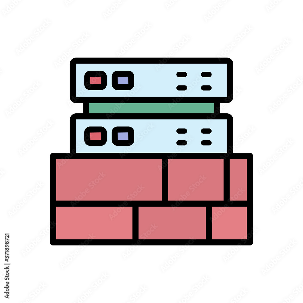 Aufkleber firewall cyber attack icon. simple color with outline vector elements of hacks icons for ui and ux, 