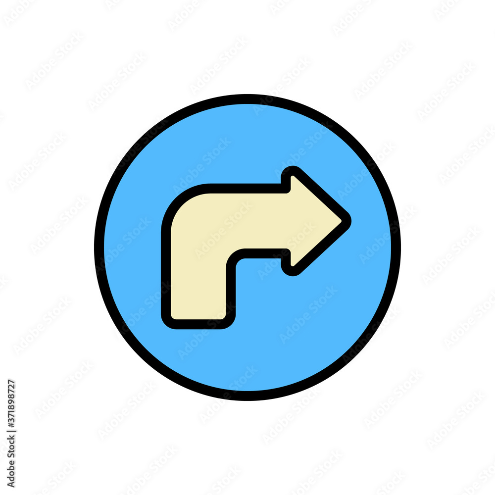 Poster arrow turn and right icon. simple color with outline vector elements of pointer icons for ui and ux,
