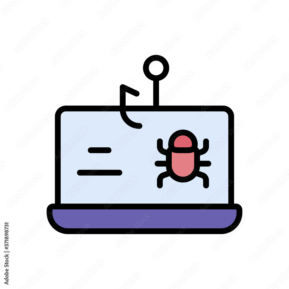 Poster laptop cyber attack icon. simple color with outline vector elements of hacks icons for ui and ux, we