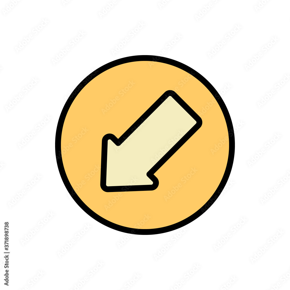 Poster arrow down and left icon. simple color with outline vector elements of pointer icons for ui and ux, 
