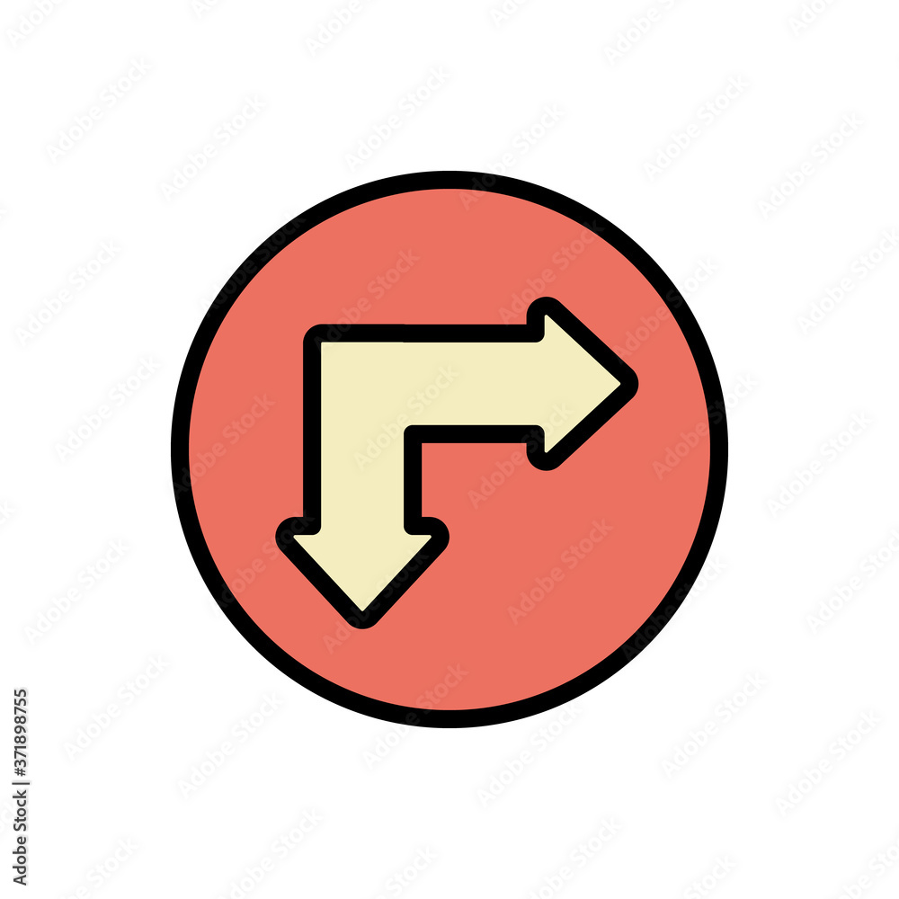Poster arrow down and right icon. simple color with outline vector elements of pointer icons for ui and ux,
