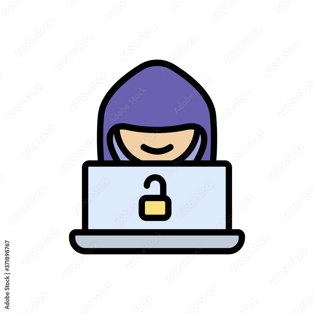 Aufkleber hacker cyber attack icon. simple color with outline vector elements of hacks icons for ui and ux, we