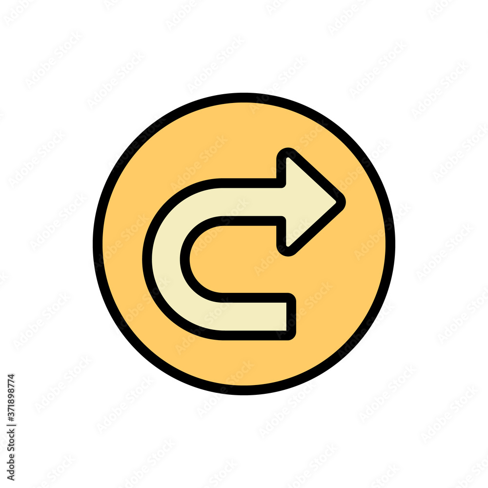 Poster arrow turn and right icon. simple color with outline vector elements of pointer icons for ui and ux,