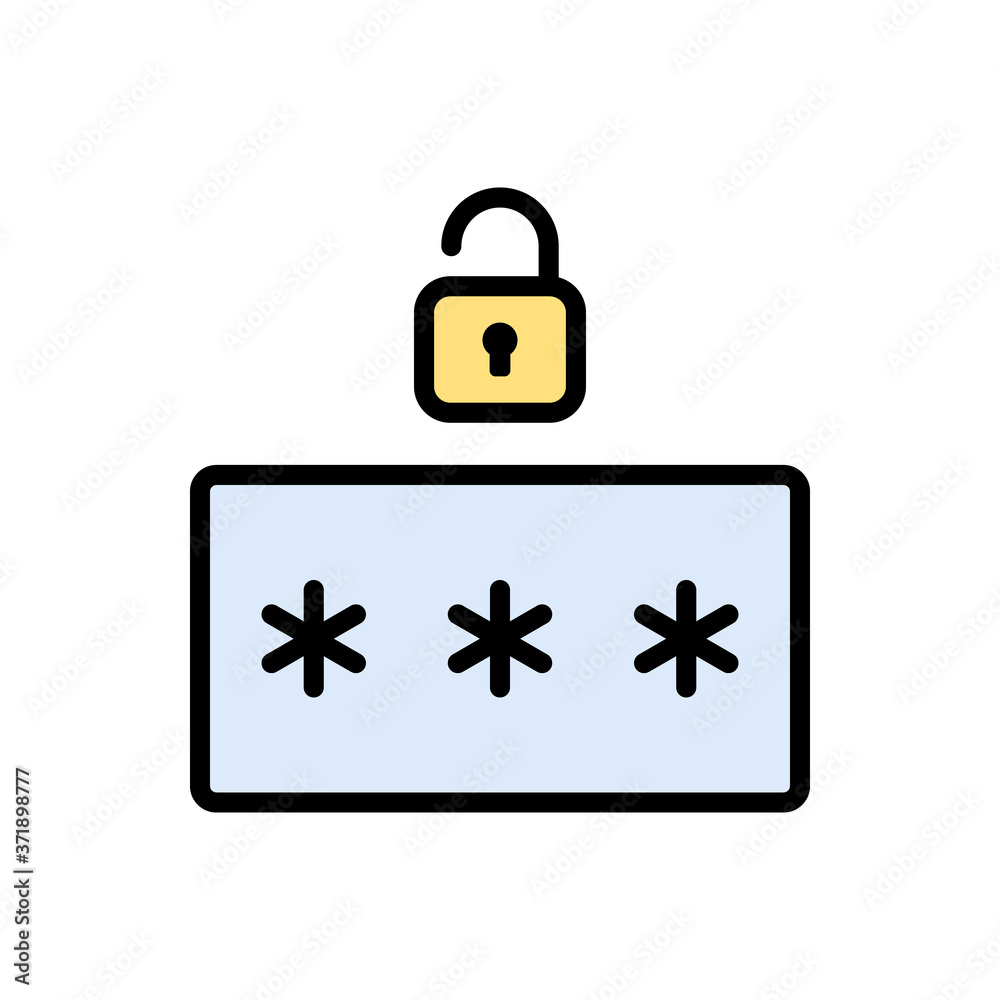 Aufkleber password lock unlock icon. simple color with outline vector elements of hacks icons for ui and ux, w